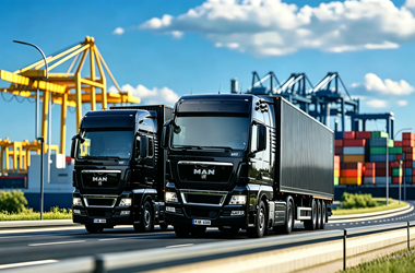 service-1 Heavy-duty truck fleet at a busy port, showing K-3331 splitter valve reliability in high-demand operations